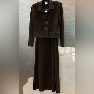 Positive Attitude Women’s Vintage 2pc Black Dress/Gown w/Button Up Jacket Sz 8